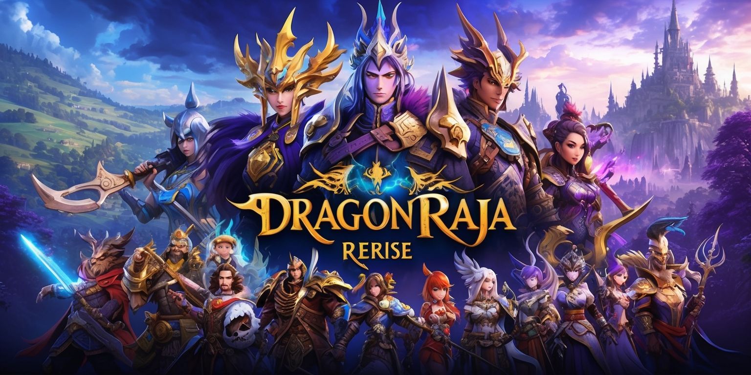 A vibrant digital artwork depicting the Dragon Raja ReRise game, with a VFX-rich fantasy world, intricate character designs, and ornate architecture, set against a backdrop of a mystical realm with rolling hills, towering spires, and ancient forests, featuring a diverse cast of characters with unique weapons, armor, and magical abilities, with a color palette that blends deep blues and purples with accents of gold and silver, and a mix of realistic and stylized visuals, with bold lines, dynamic lighting, and meticulous textures, showcasing the game's blend of action, adventure, and role-playing elements, with a sense of drama, energy, and wonder.